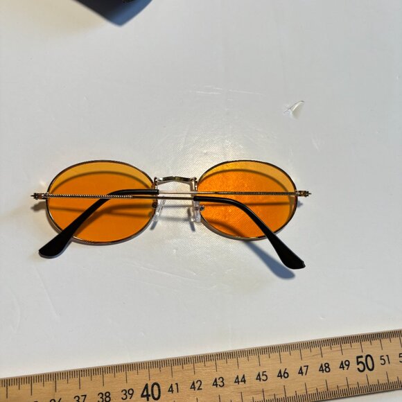 NEW Shein Gold Frame Yellow/Orange Lens Oval Glasses - Picture 2 of 6